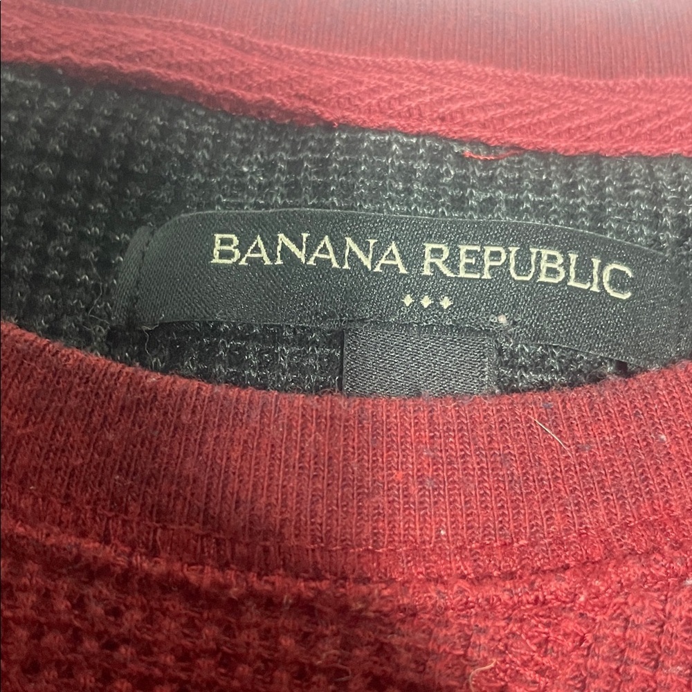 Banana Republic Burgundy Waffle Knit Long Sleeve Thermal Shirt XL - Picture 3 of 10